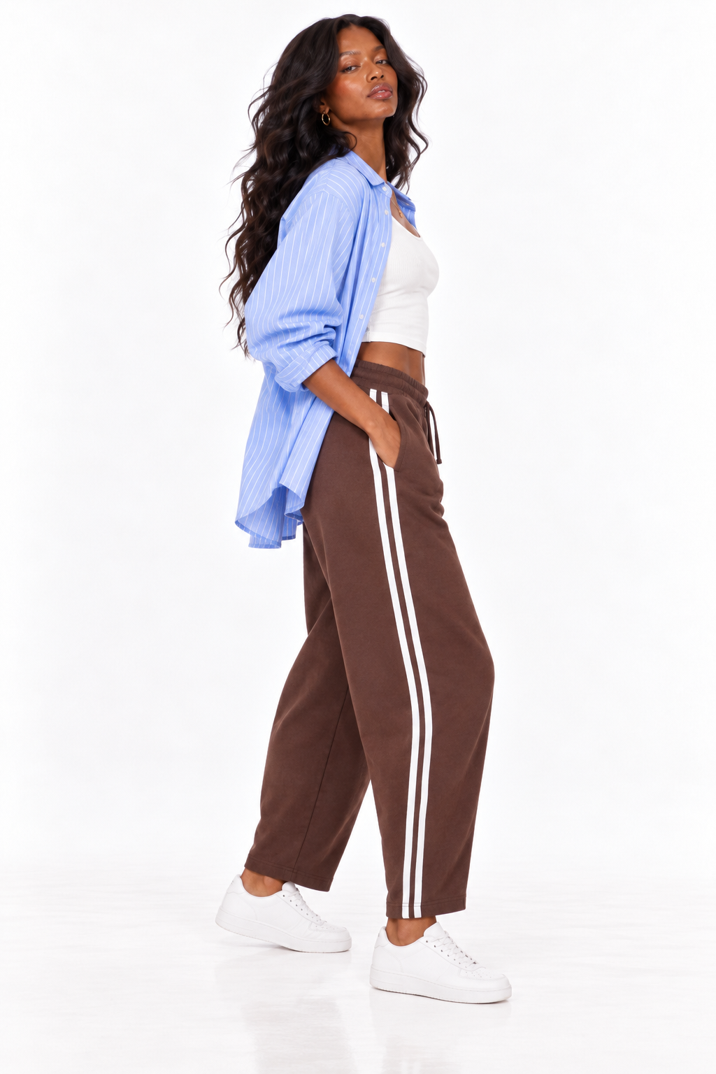 Striped Barrel Leg Joggers