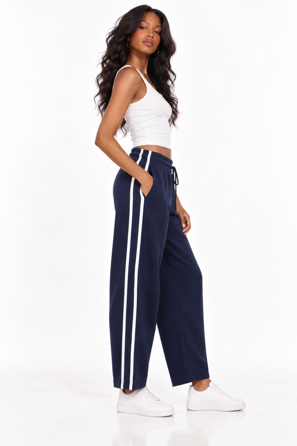 Striped Barrel Leg Joggers