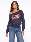 American Flag Open-Knit Sweater